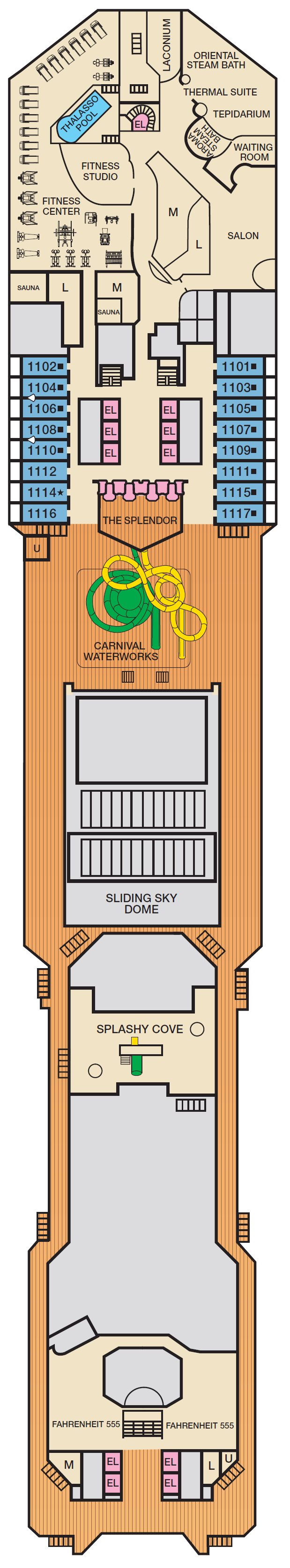 Deck plan for Deck 11 Spa