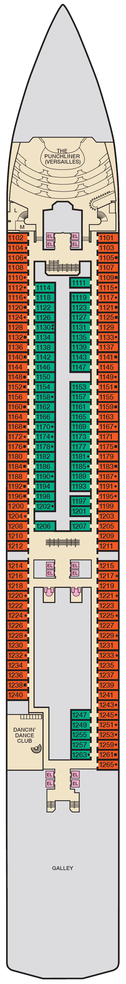 Deck plan for Deck 1 Riviera