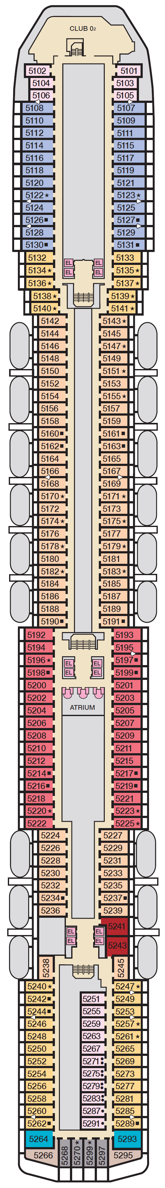 Deck plan for Deck 5 Upper