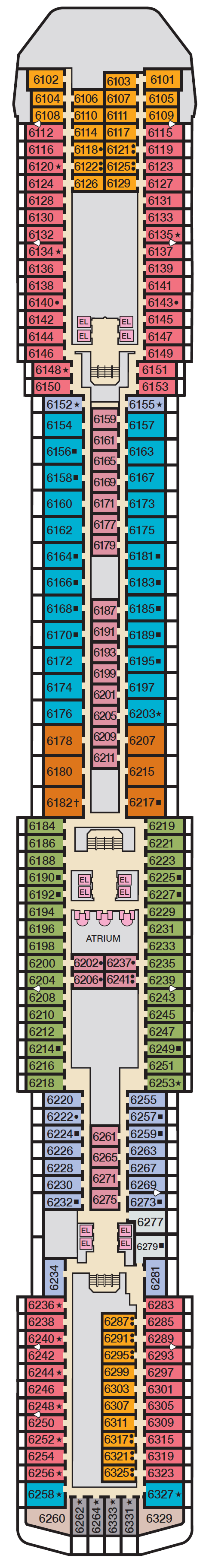Deck plan for Deck 6 Empress