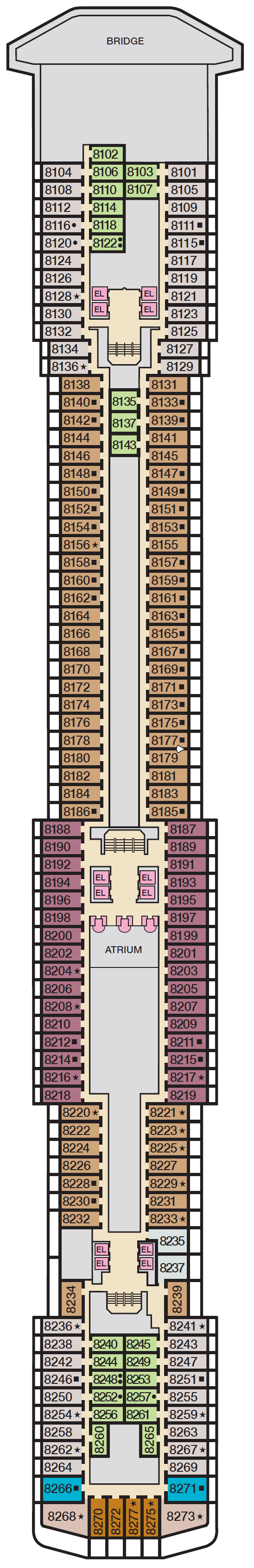 Deck plan for Deck 8 Panorama