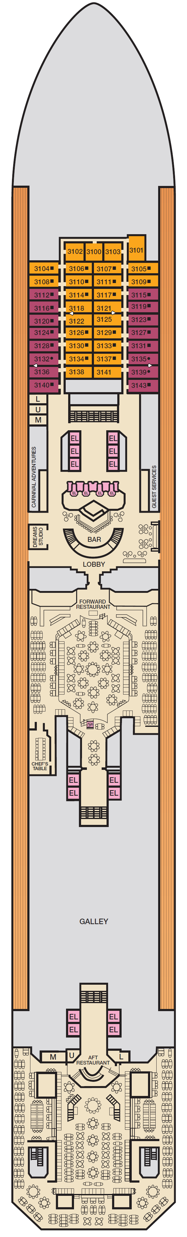 Deck plan for Deck 3 Lobby