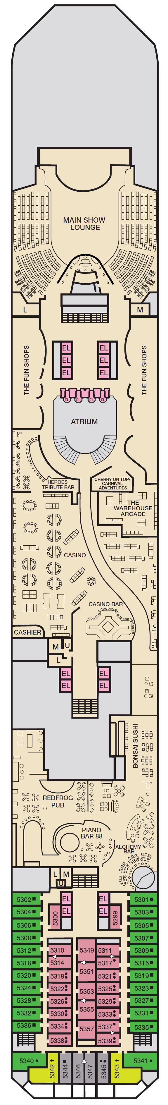 Deck plan for Deck 5 Promenade