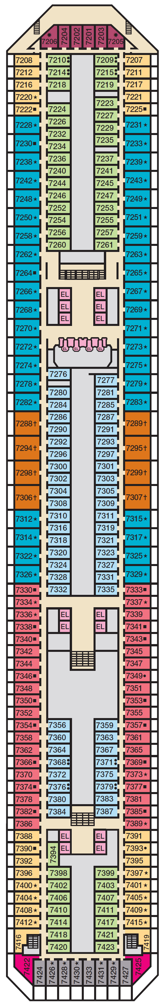 Deck plan for Deck 7 Empress