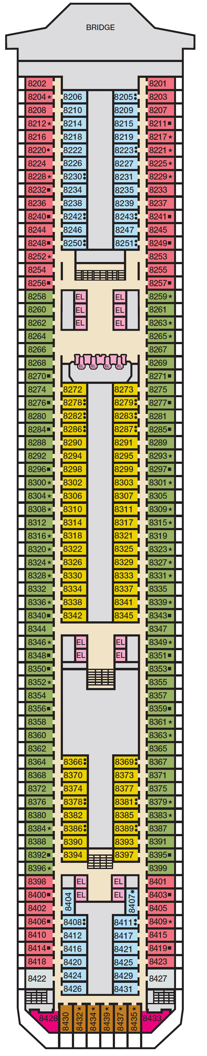 Deck plan for Deck 8 Verandah