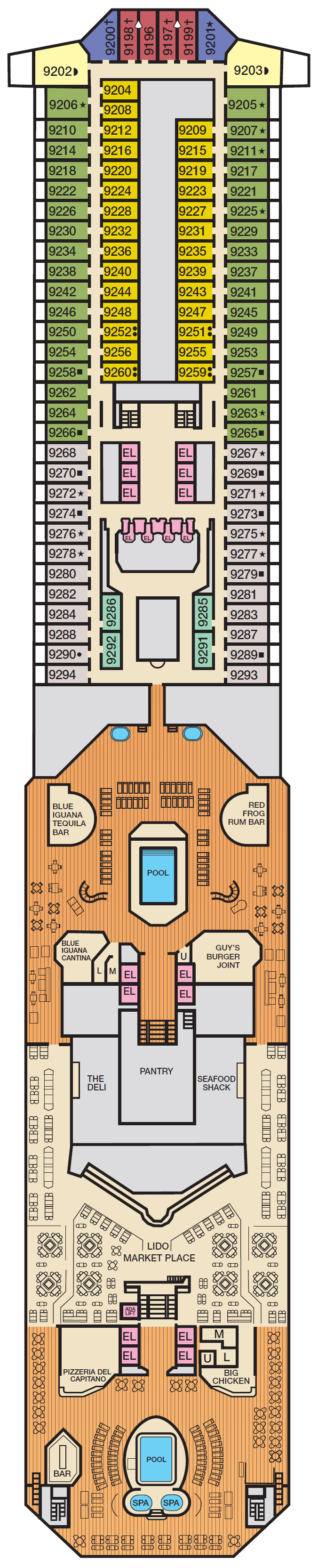 Deck plan for Deck 9 Lido