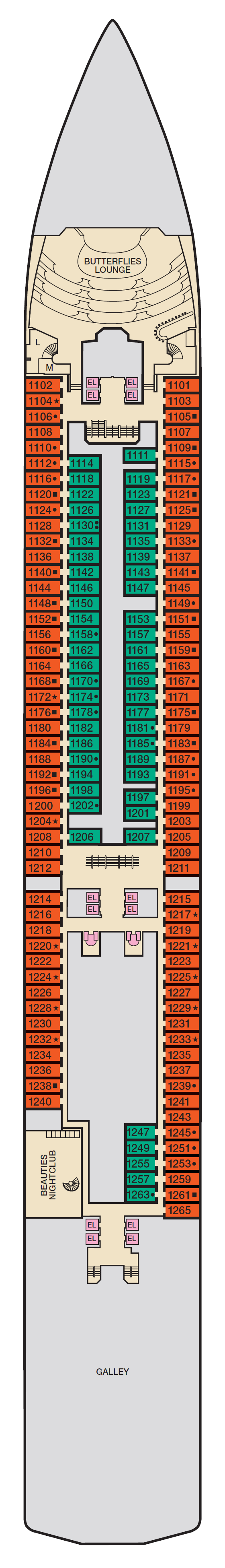 Deck plan for Deck 1 Riviera