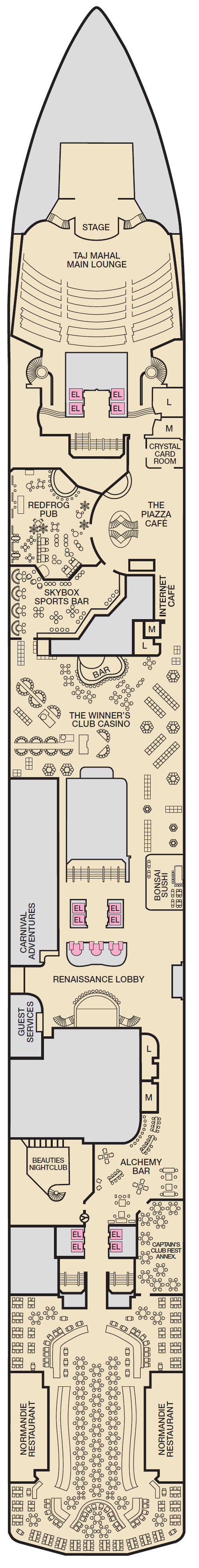 Deck plan for Deck 2 Promenade
