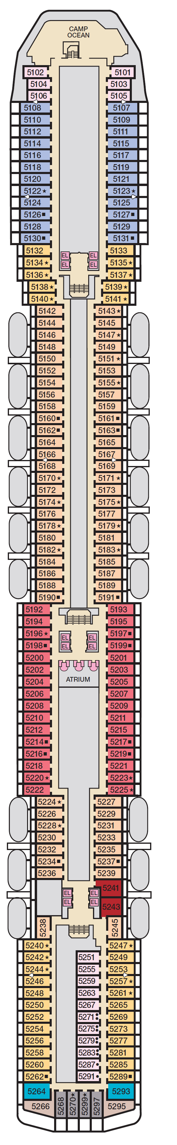 Deck plan for Deck 5 Upper