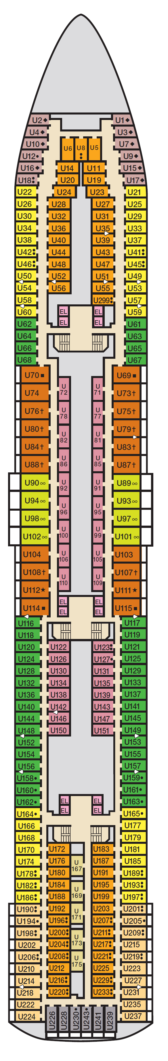 Deck plan for Deck 6 - UPPER