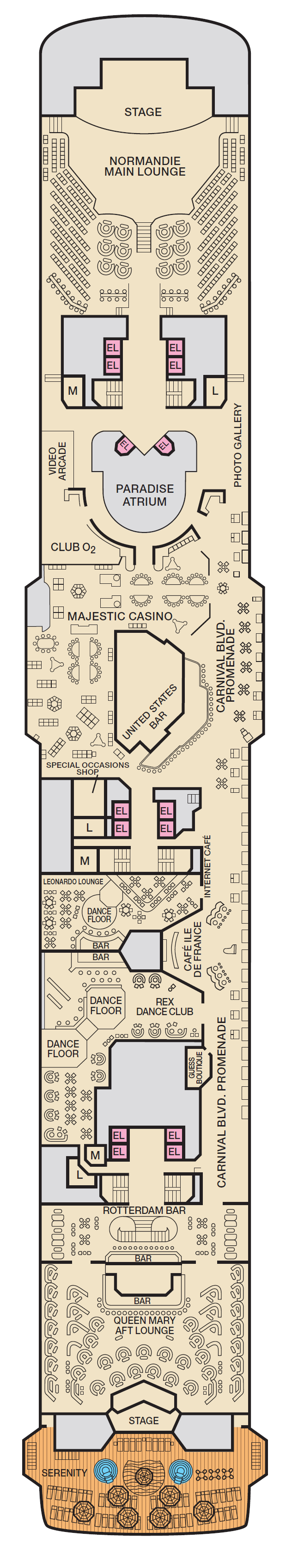 Deck plan for Deck 9 - PROMENADE