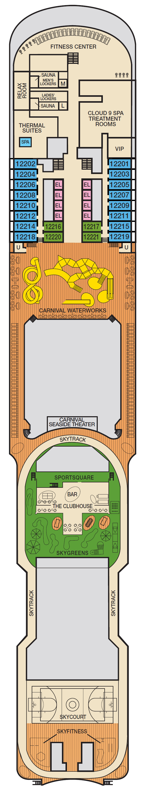 Deck plan for Deck 12 Spa
