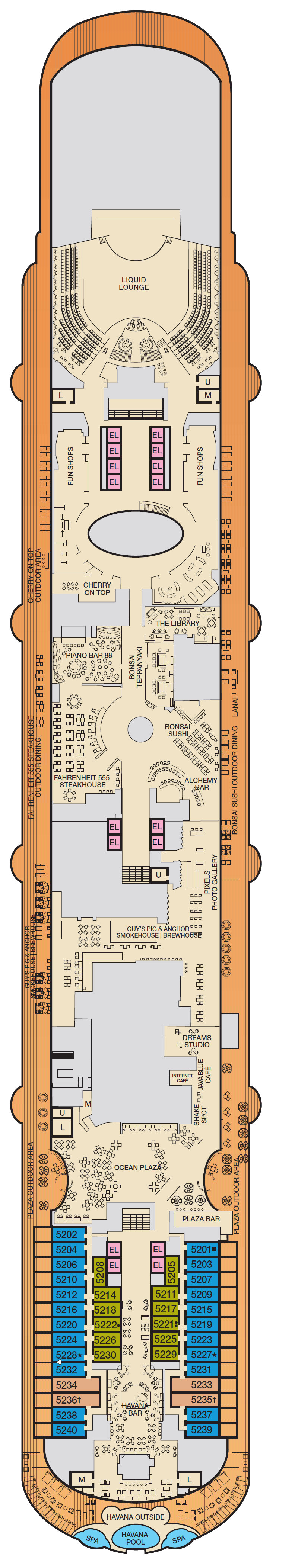 Deck plan for Deck 5 PROMENADE
