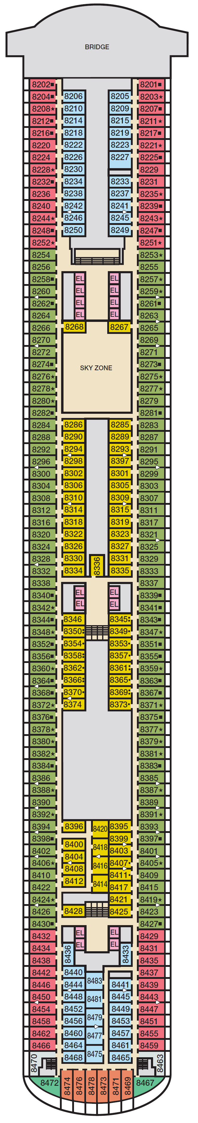 Deck plan for Deck 8 VERANDAH