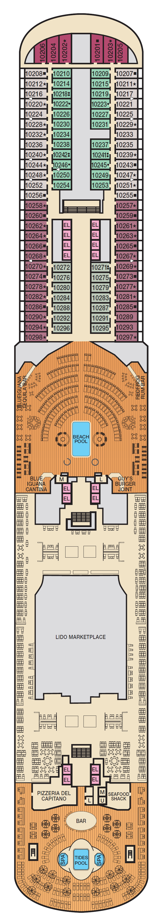 Deck plan for Deck 10 LIDO
