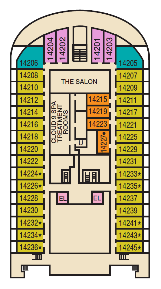 Deck plan for Deck 14 - Forward Spa