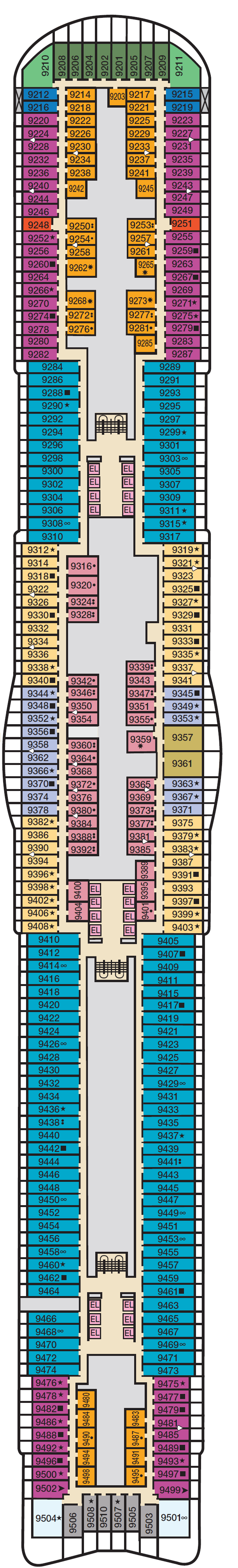 Deck plan for Deck 9