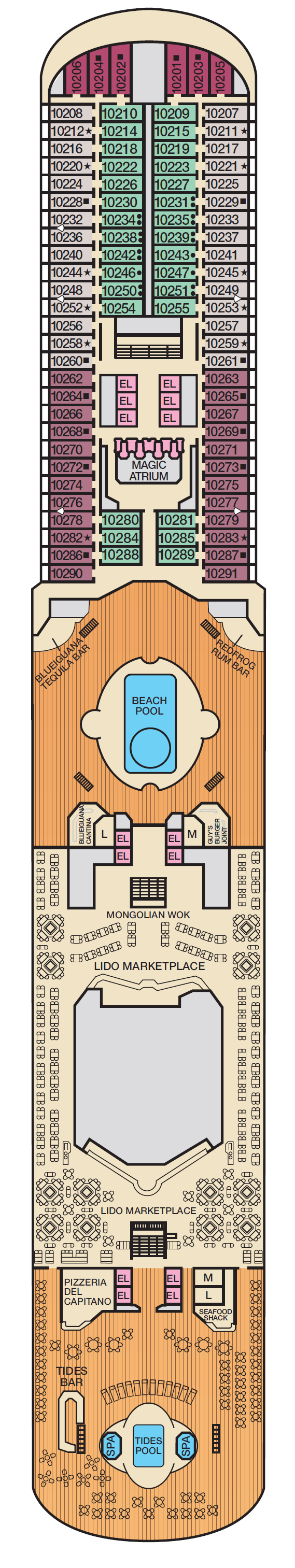 Deck plan for Deck 10 Lido