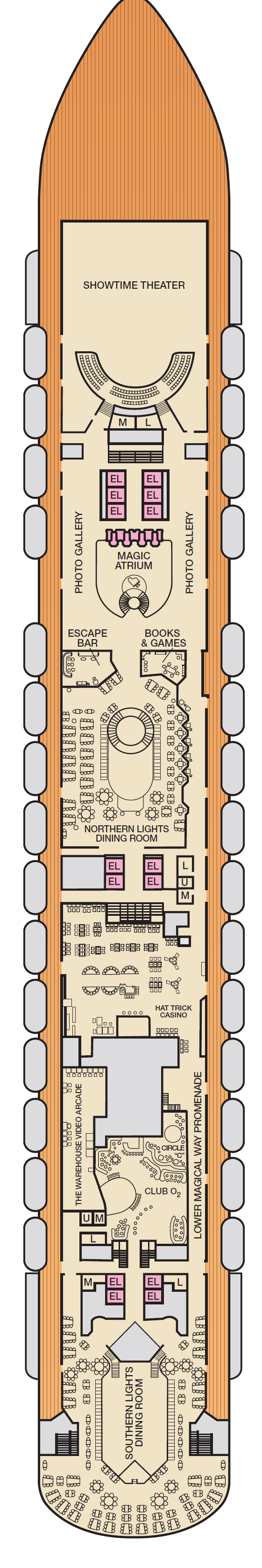Deck plan for Deck 4 Mezzanine