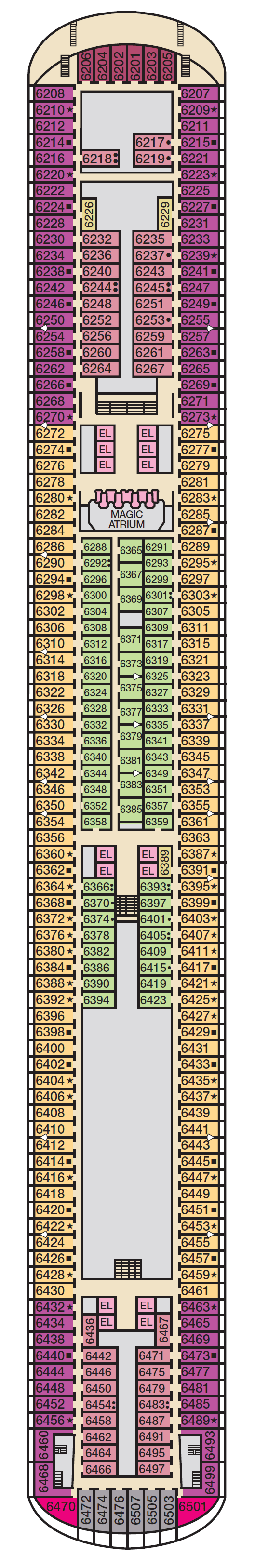 Deck plan for Deck 6 Upper