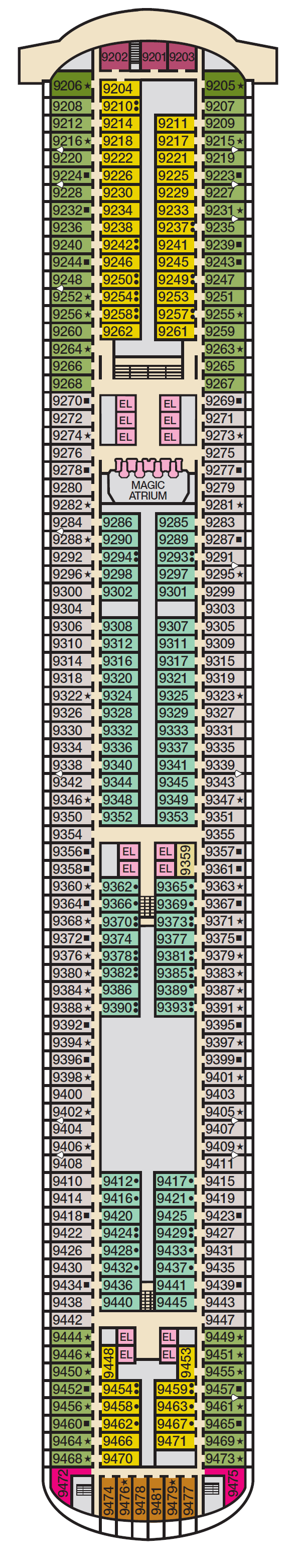 Deck plan for Deck 9 Vista