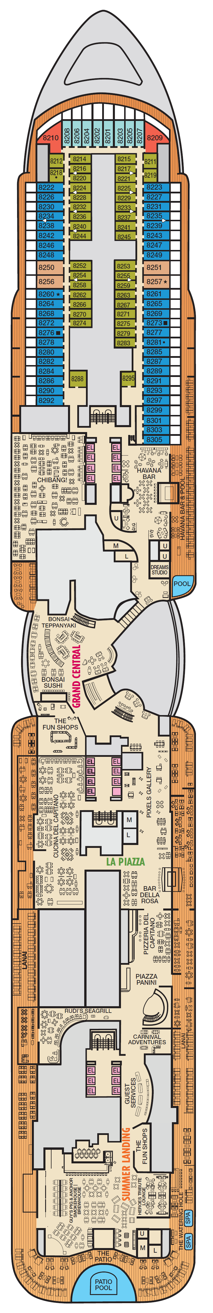 Deck plan for Deck 8