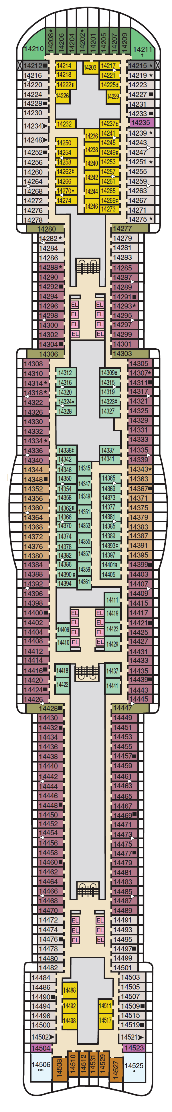 Deck plan for Deck 14