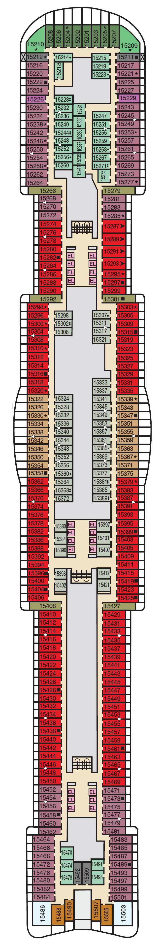Deck plan for Deck 15