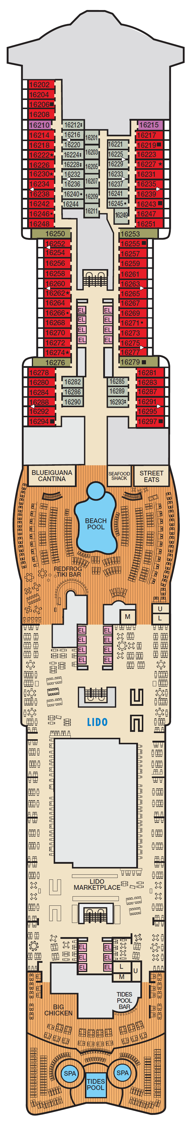 Deck plan for Deck 16