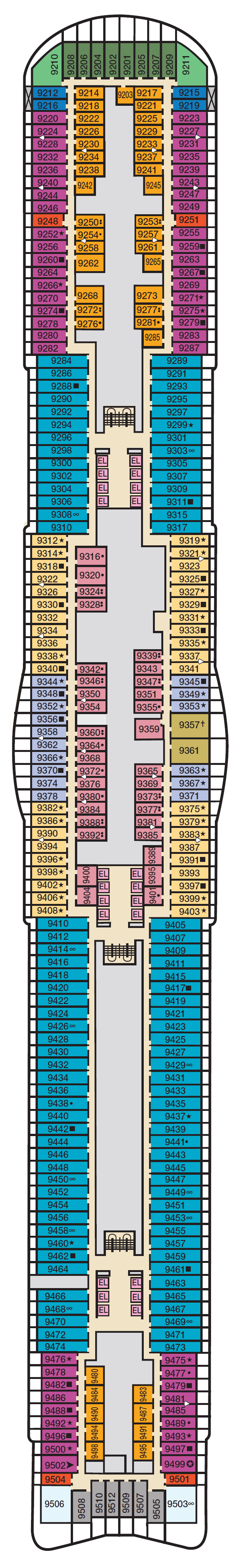 Deck plan for Deck  9 Lido