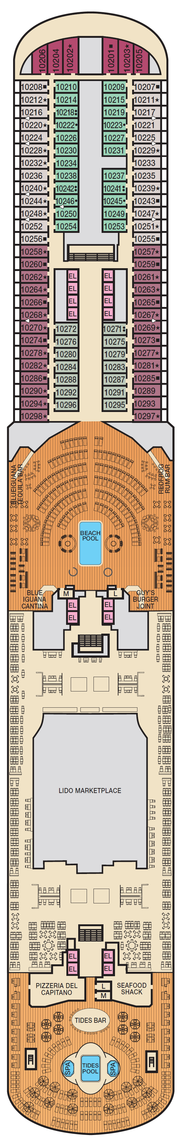 Deck plan for Deck 10 Lido