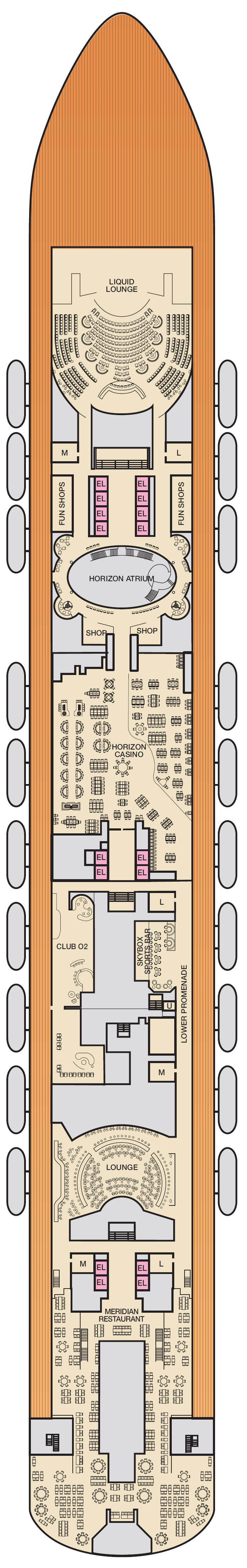 Deck plan for Deck 4 Mezzanine