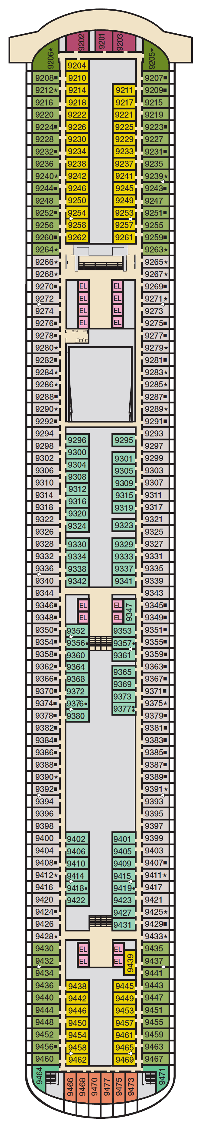 Deck plan for Deck 9 Panorama