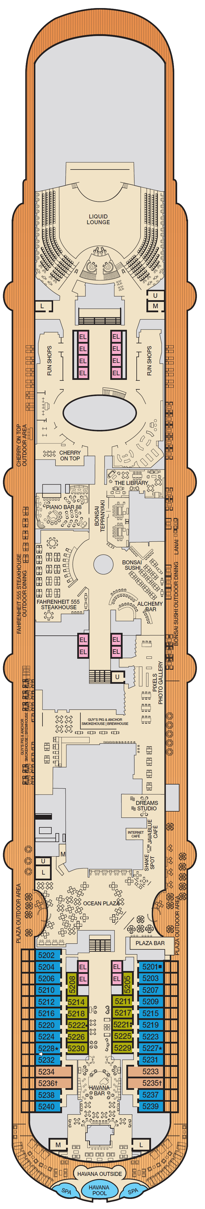 Deck plan for Deck 5 Promenade