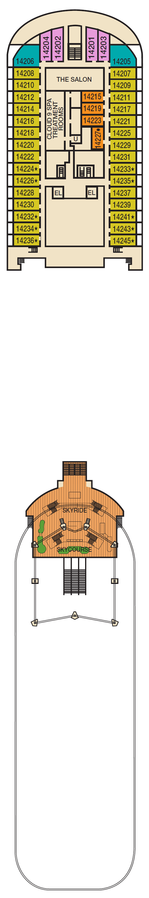Deck plan for Deck 14 Sky