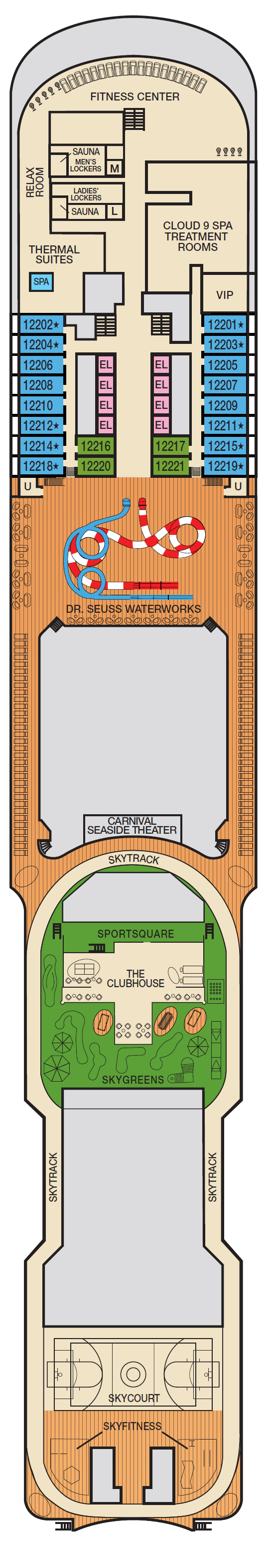 Deck plan for Deck 12 Spa