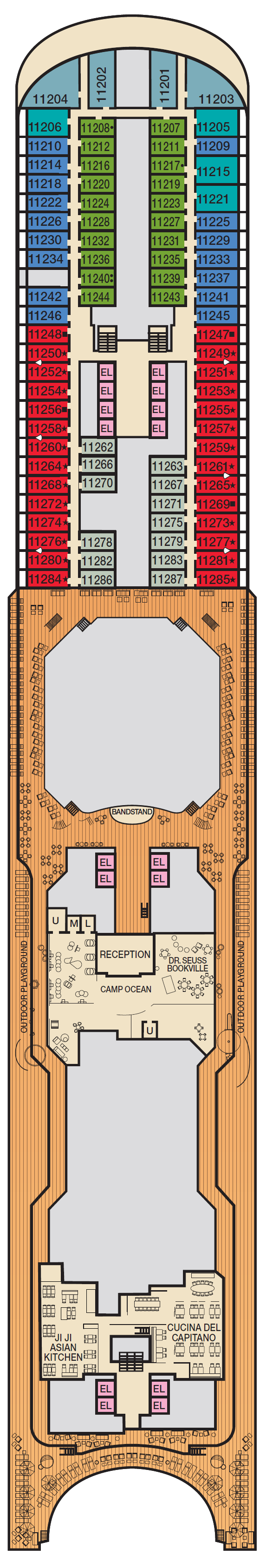 Deck plan for Deck 11 Sun