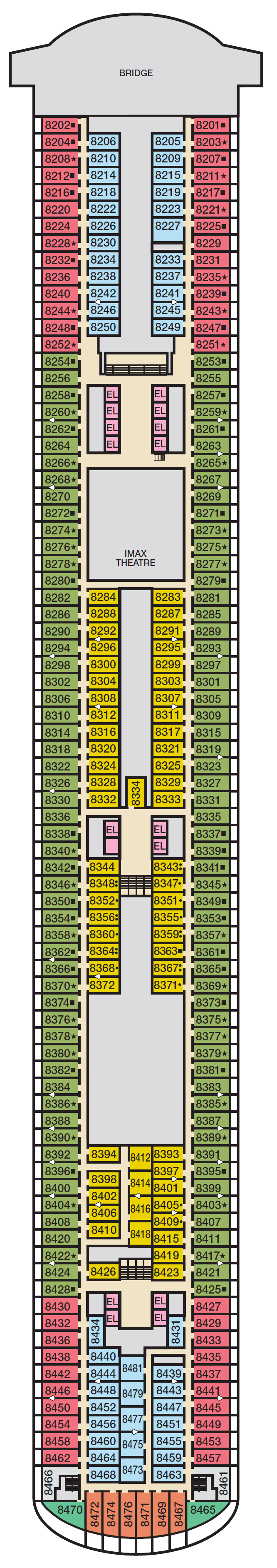 Deck plan for Deck 8 Verandah