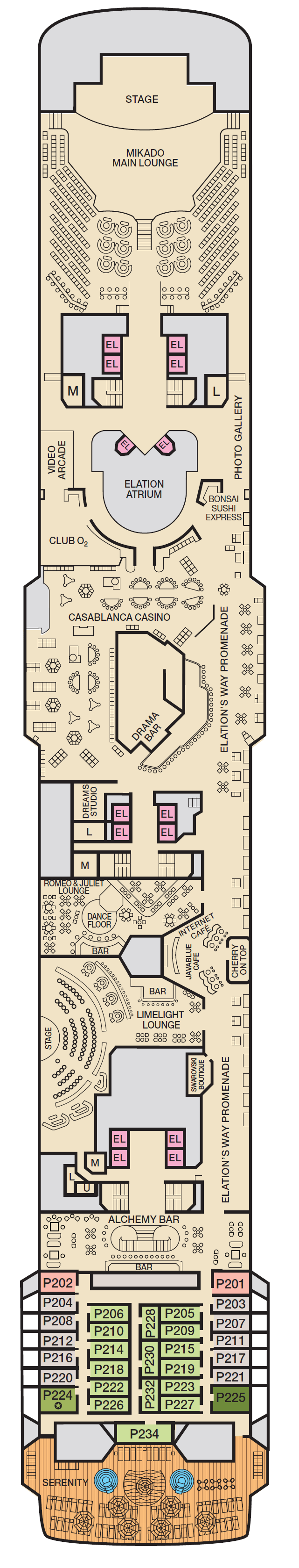 Deck plan for Deck 9 Promenade