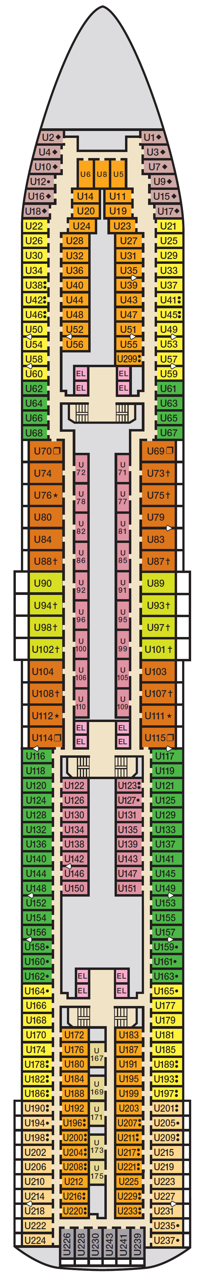 Deck plan for Deck 6 Upper