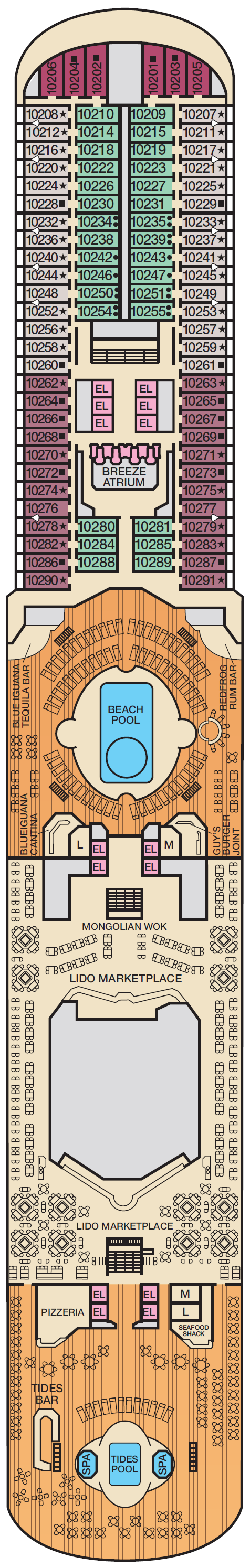 Deck plan for Deck 10 Lido