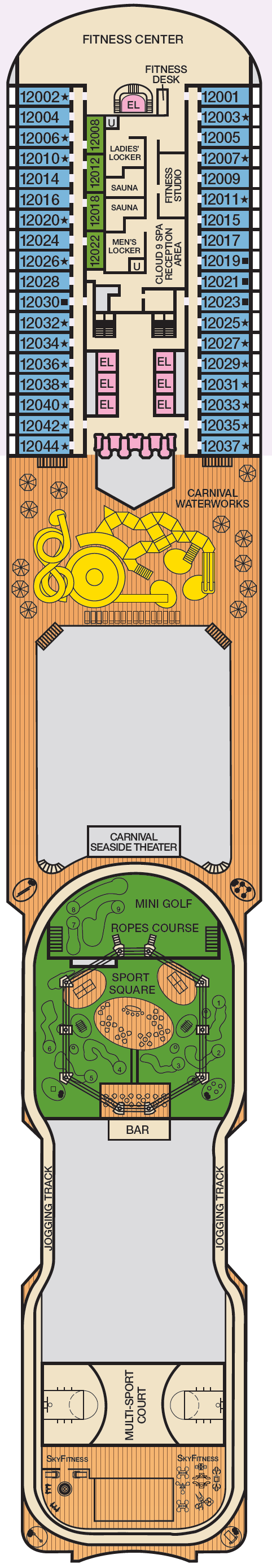 Deck plan for Deck 12 Spa