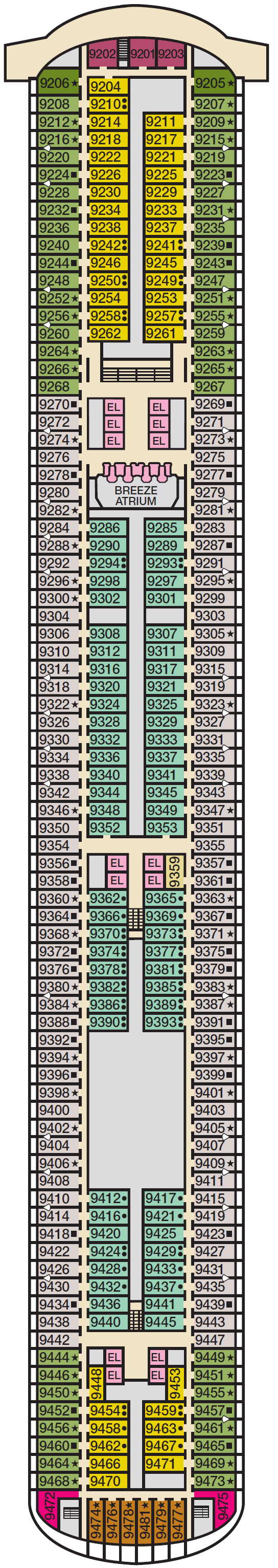 Deck plan for Deck 9 Vista