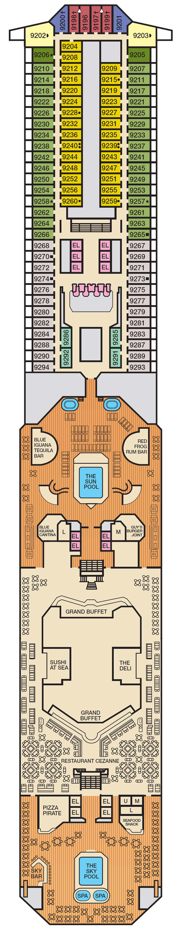 Deck plan for Deck 9 Lido