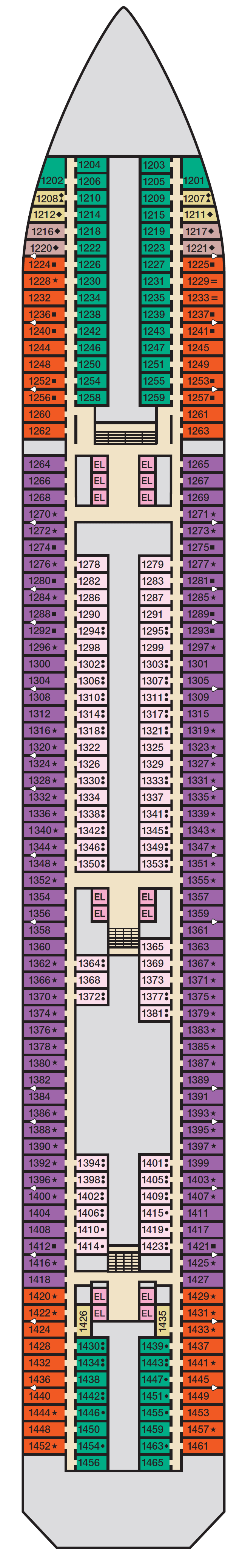 Deck plan for Deck 1 Riviera