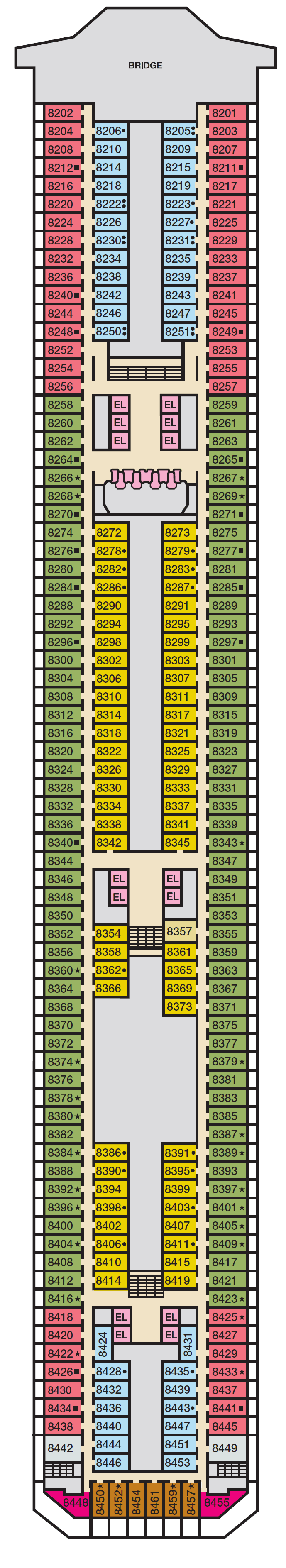 Deck plan for Deck 8 Verandah