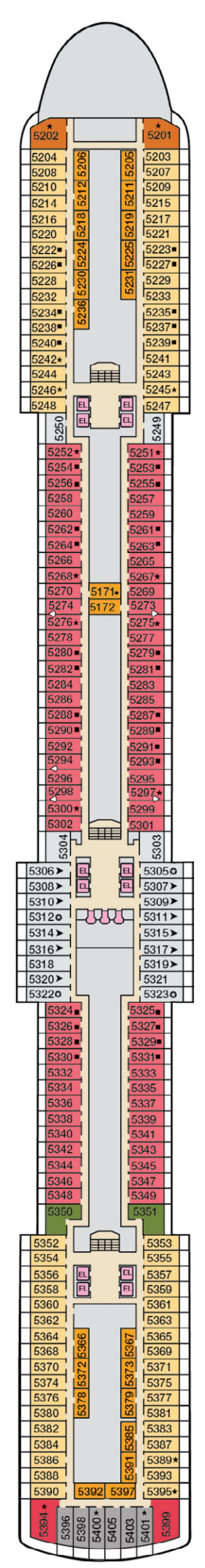 Deck plan for Deck 5 Promenade