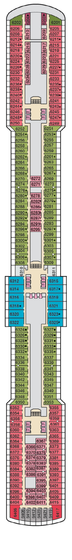 Deck plan for Deck 6 Upper