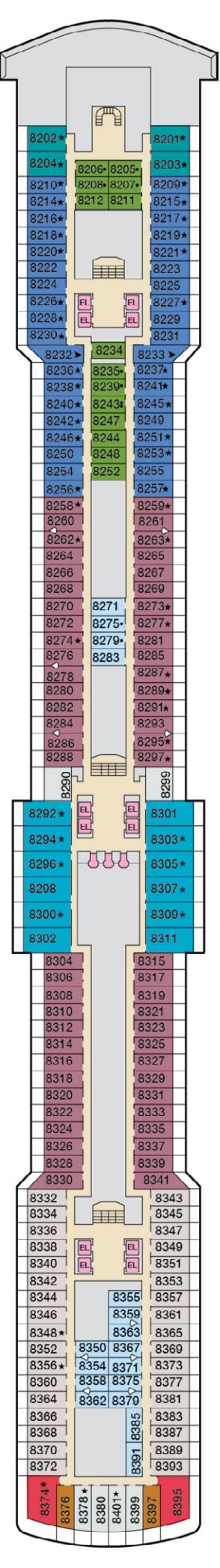 Deck plan for Deck 8 Verandah