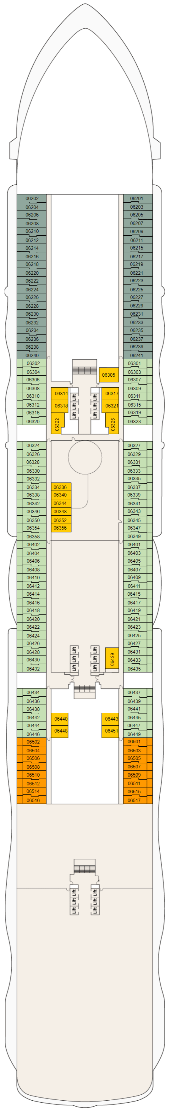 Deck plan for Deck 6
